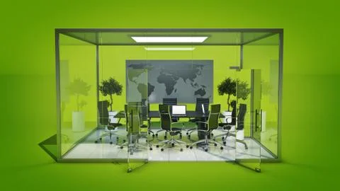 Office panorama. 3d rendering Stock Illustration