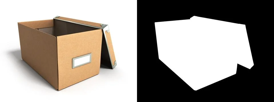 Office paper box for documents 3d render on white with alpha Illustrazione stock