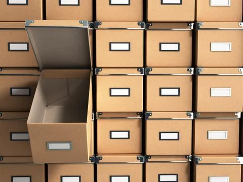 Office paper box for documents as background 3d illustration on white with al Stock Illustration