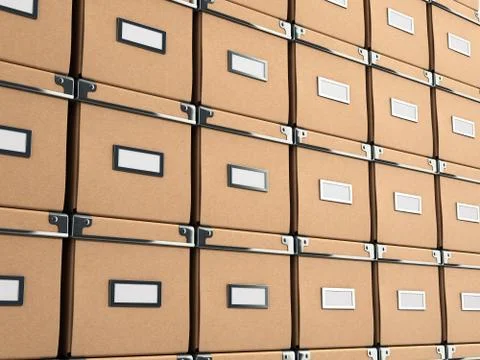 Office paper box for documents as background 3d illustration on white with al Stock Illustration