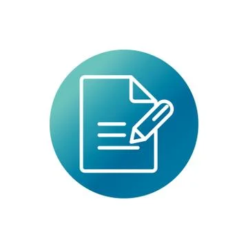 Office paper document pencil write stationery supply block gradient style icon Stock Illustration
