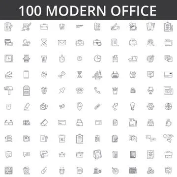 Office, paper, document, printer, contract, computer, pen, pencil, folder, ru Stock Illustration