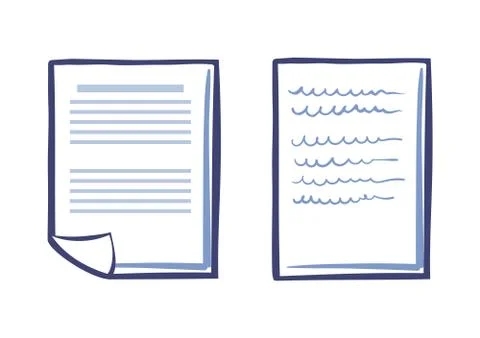 Office Paper Icons Isolated Vector. Document List Stock Illustration