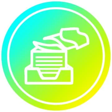 Office paper stack circular in cold gradient spectrum Stock Illustration