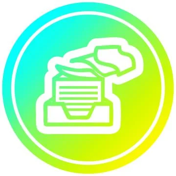 Office paper stack circular in cold gradient spectrum Illustrazione stock