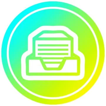 Office paper stack circular in cold gradient spectrum Stock Illustration