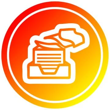 Office paper stack circular in hot gradient spectrum Stock Illustration