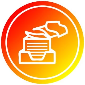 Office paper stack circular in hot gradient spectrum Illustrazione stock