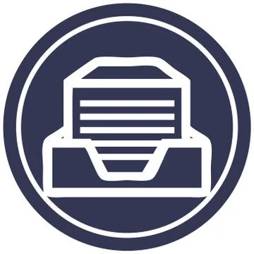 Office paper stack circular icon Stock Illustration