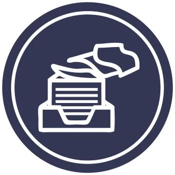 Office paper stack circular icon Stock Illustration