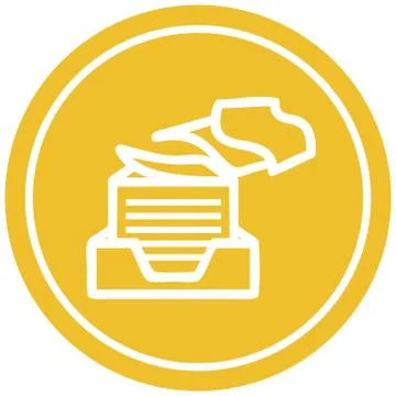 Office paper stack circular icon Illustrazione stock