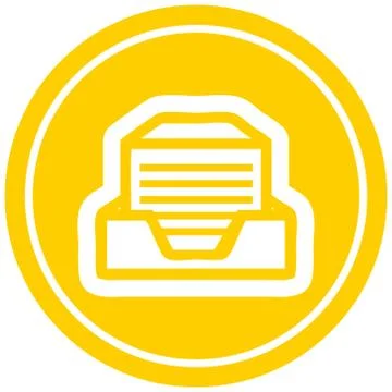 Office paper stack circular icon Stock Illustration