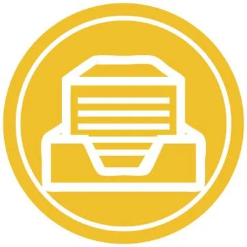 Office paper stack circular icon 스톡 일러스트