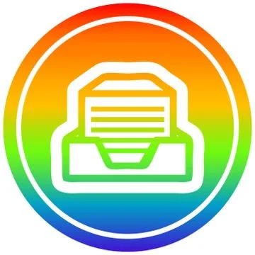 Office paper stack circular in rainbow spectrum 스톡 일러스트