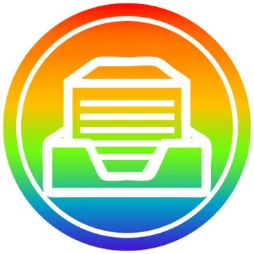 Office paper stack circular in rainbow spectrum 스톡 일러스트