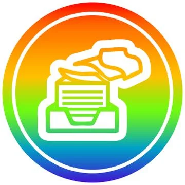 Office paper stack circular in rainbow spectrum 스톡 일러스트