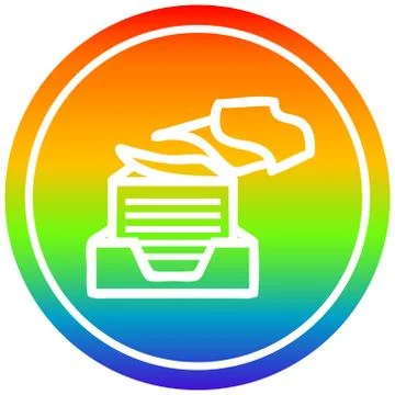 Office paper stack circular in rainbow spectrum Illustrazione stock