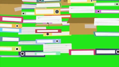 Office Paperwork Files Stack Cartoon Animation Chroma Key 4K Stockbeeldmateriaal 333166627