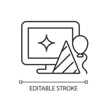 Office party linear icon Stock Illustration