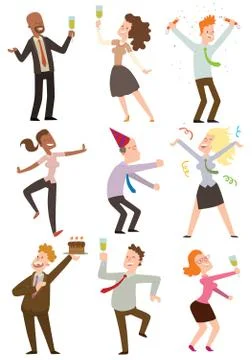Office party people vector set Stock Illustration