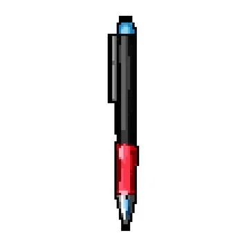 Office pencil pixel art vector illustration sign color Stock Illustration