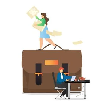 Office people daily routine, vector flat illustration Stock Illustration