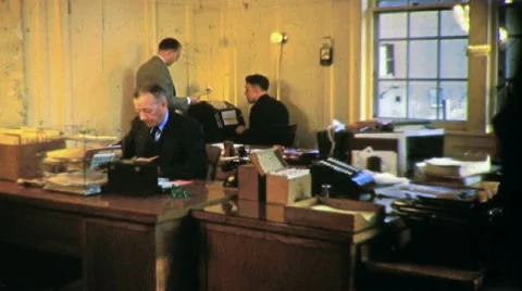 Office People Data Processing Accountants Office 1940s Vintage Film Home Movie Stock Footage