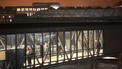 Office people  get train Stock Footage 8990393