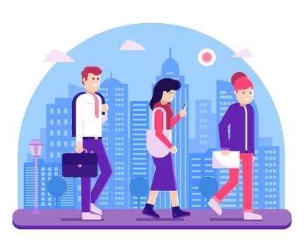 Office People Go to Work Concept Illustration Stock Illustration