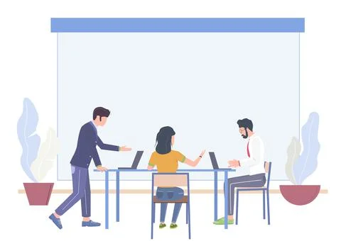 Office people planning, discussing problems sitting at table. Business meeting イラスト素材