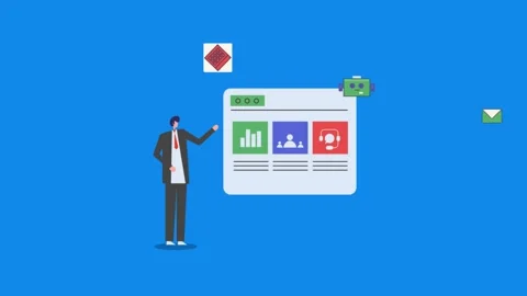 Office people using AI driven CRM software for enterprise solution, animation. Stock Footage 334772863