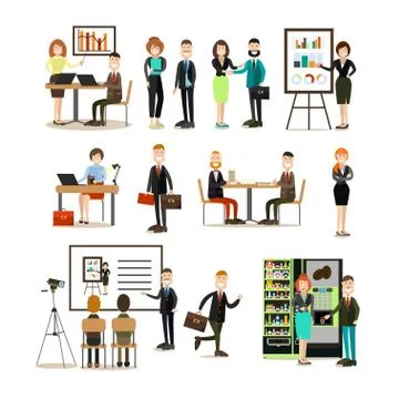 Office people vector flat icon set Stock Illustration