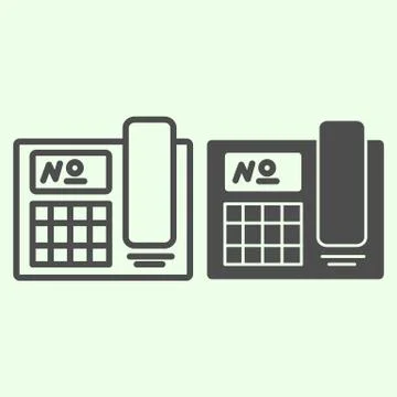 Office phone line and solid icon. Landline company telephone outline style Stock Illustration