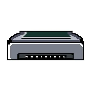 Office photo printer game pixel art vector illustration Stock Illustration