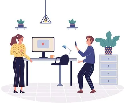 Office playing. Balancing work and play in office c lead to greater job Stockillustratie