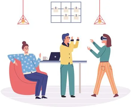 Office playing. Fooling around in workplace c be way to relieve stress and Stock Illustration