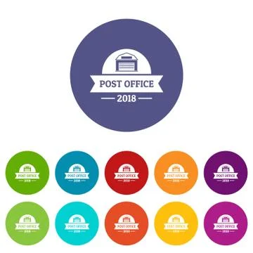 Office post icons set vector color Illustration