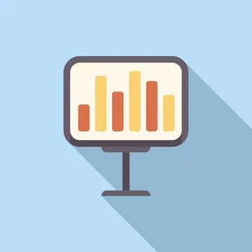 Office presentation screen displaying charts for business reports and data Stock Illustration