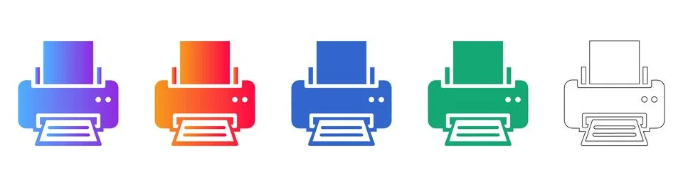 Office Printer and Document Output Icons Stock Illustration