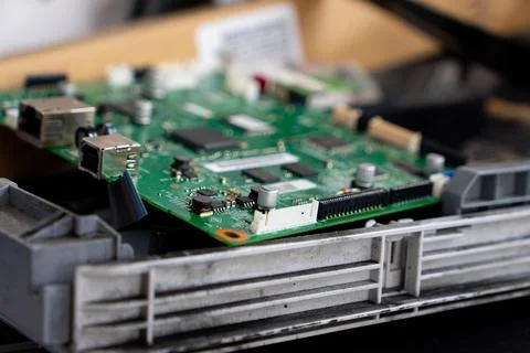 Office printer circuit board during repair Stock Photos
