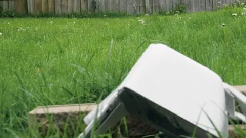 Office printer copier being thrown breaking into pieces in circle of 動画素材 276340298