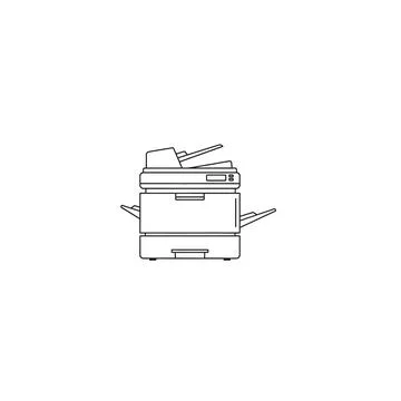 Office printer copier scanner machine line art icon with the icon is isolated Stock Illustration