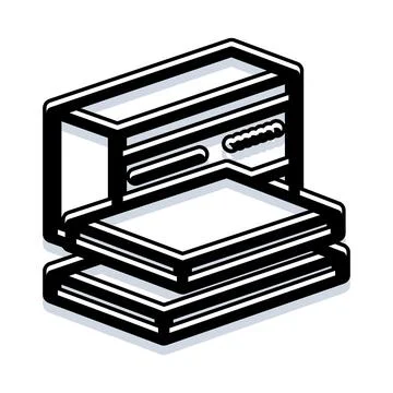 Office printer device icon with paper tray Stock-Illustration