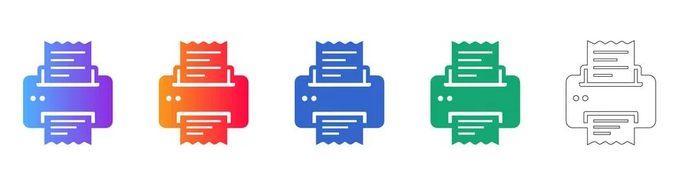 Office Printer Document Icon Collection Stock Illustration