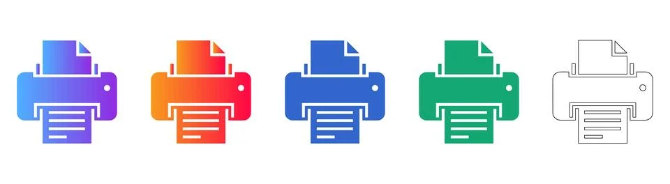 Office Printer Document Icons 스톡 일러스트