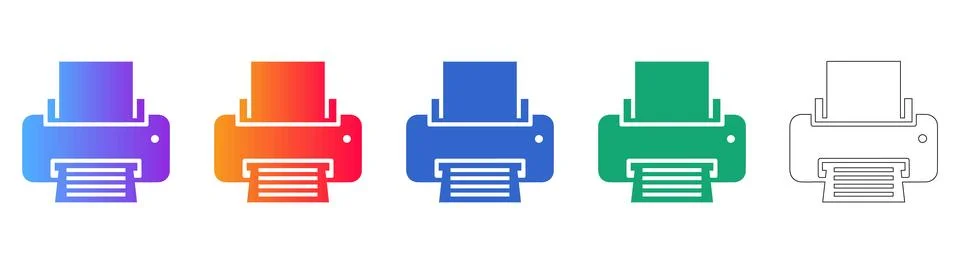 Office Printer Document Icons Stock Illustration