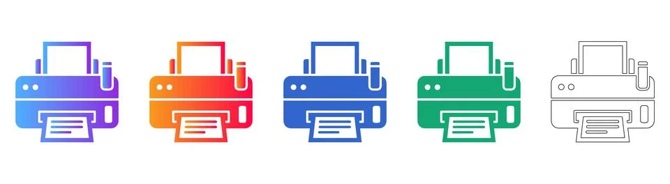 Office Printer with Document Tray Icons Illustrazione stock
