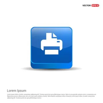 Office printer icon  - 3d Blue Button イラスト素材