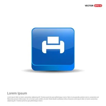 Office printer icon  - 3d Blue Button Illustrazione stock