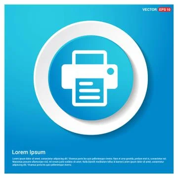 Office printer icon  Abstract Blue Web Sticker Button Illustrazione stock